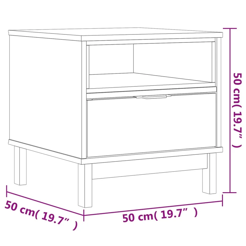 Table d'appoint table de chevet avec tiroir et compartiment 50 x 50 x 50 cm bois de pin marron DEC032437