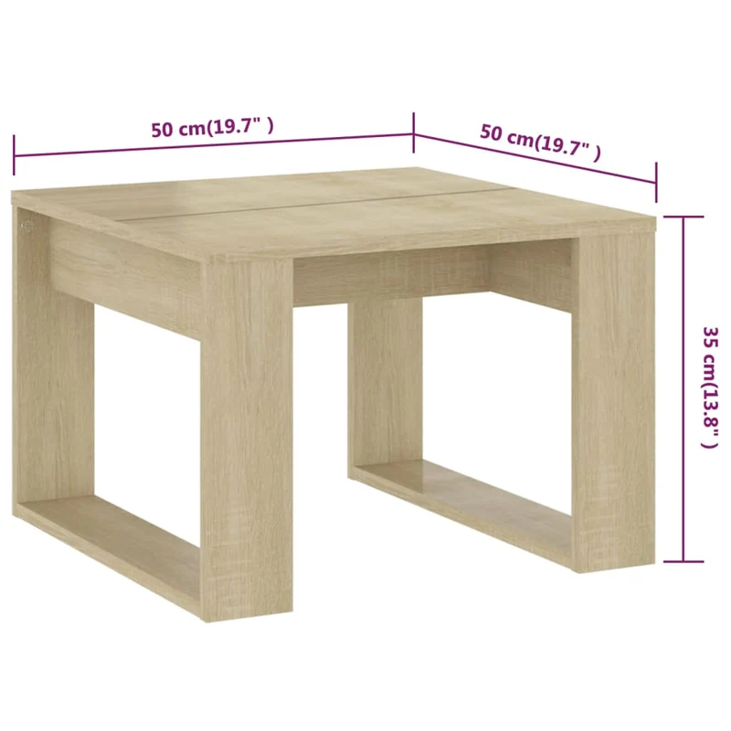 Table d'appoint meuble de salon 50 x 50 x 35 cm bois d’ingénierie couleur chêne DEC032423