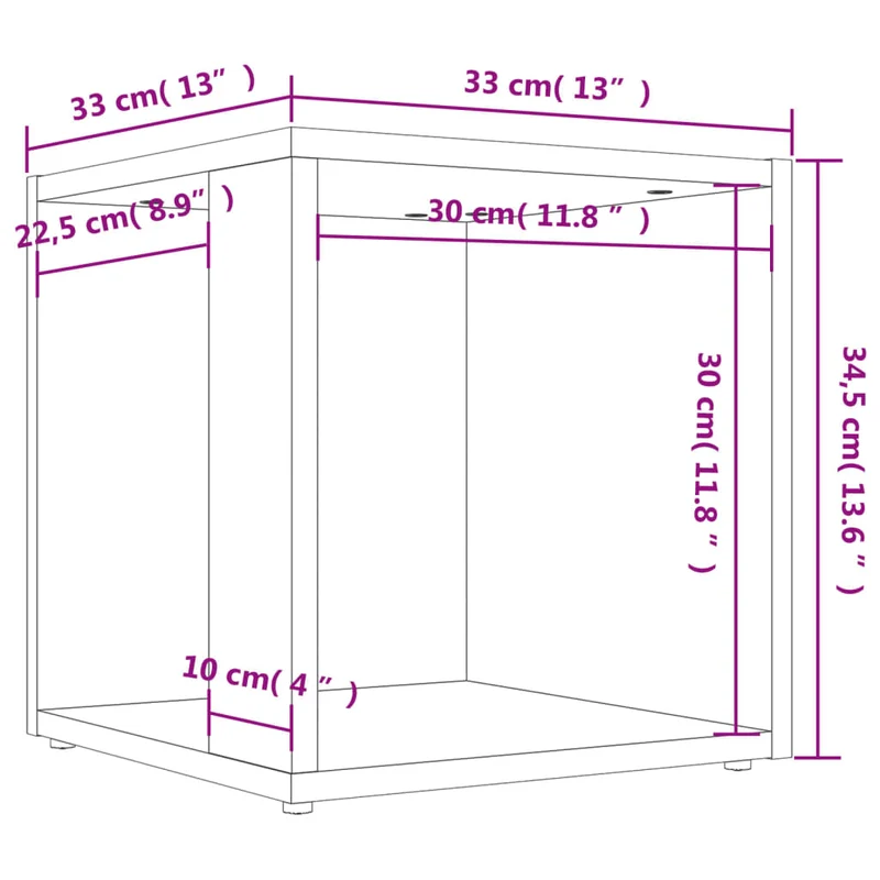 Table d'appoint support de plante meuble d'angle 33 x 33 x 34,5 cm aggloméré brun DEC032410