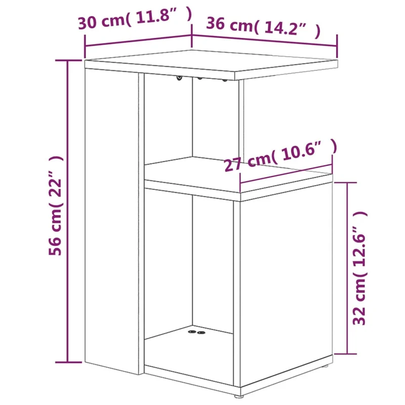 Table d'appoint bout de canapé forme en G 36 x 30 x 56 cm bois d'ingénierie marron DEC032382