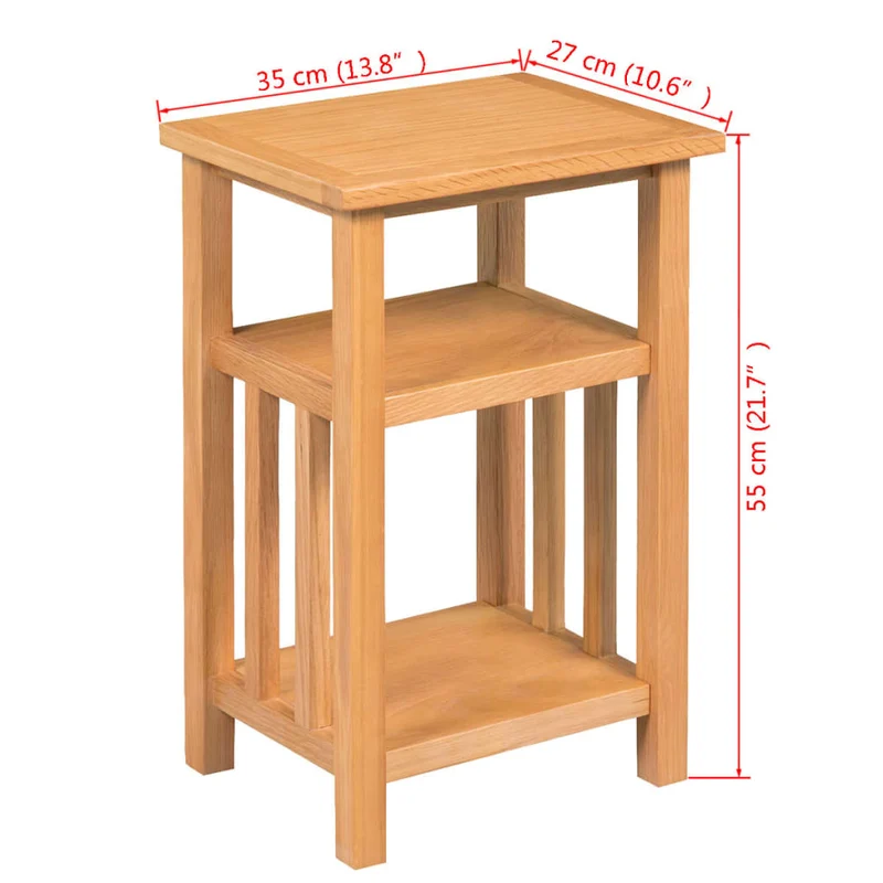 Table d'appoint table de chevet avec étagères 27 x 35 x 55 cm chêne massif placage de MDF DEC032344