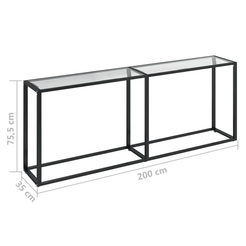 Table d'appoint console d'entrée meuble de salon 200 x 35 x 75,5 cm verre trempé transparent et acier DEC032272