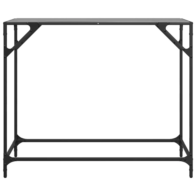 Table console avec dessus en verre et acier noir 98 x 35 x 81 cm DEC031345