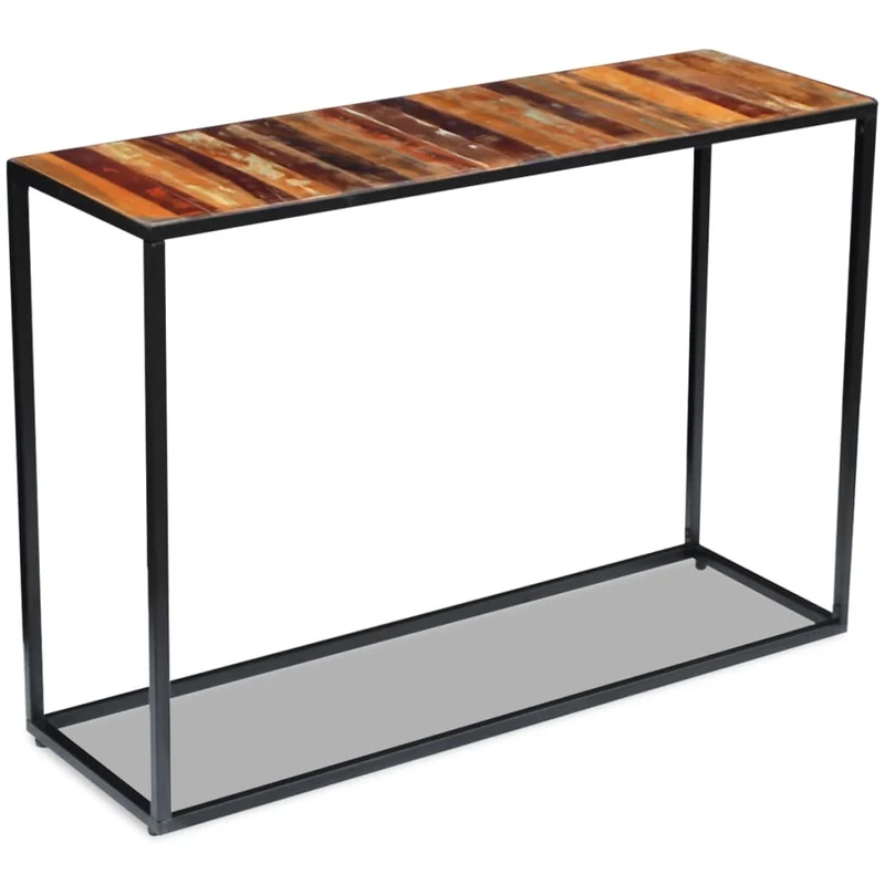 Table console bois de récupération massif 110 x 35 x 76 cm multicolore DEC031741