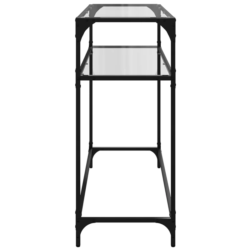 Table console meuble d'entrée avec dessus en verre transparent et acier 98 x 35 x 81 cm DEC031356