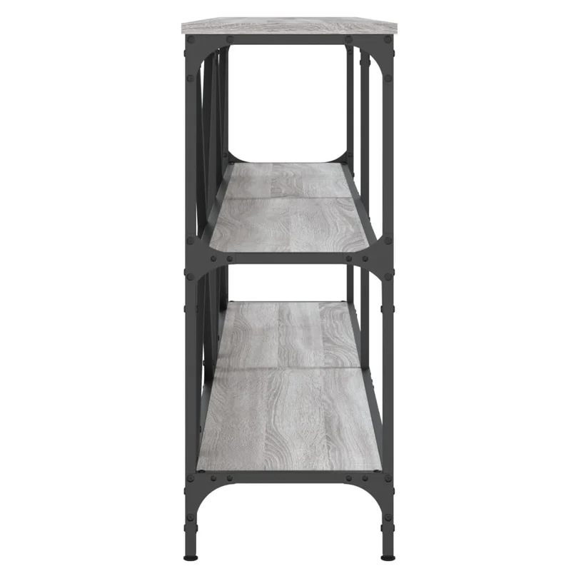 Meuble console d'entrée moderne avec étagères 160 x 30 x 75 cm bois d'ingénierie gris et fer DEC032223