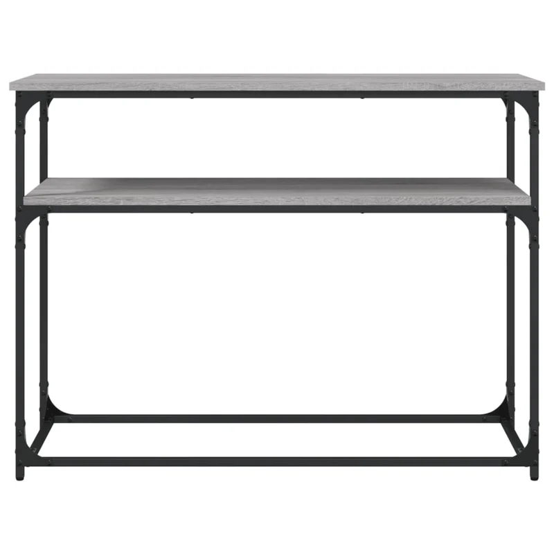 Meuble console d'entrée moderne avec étagère 100 x 35,5 x 75 cm bois d'ingénierie gris DEC032199