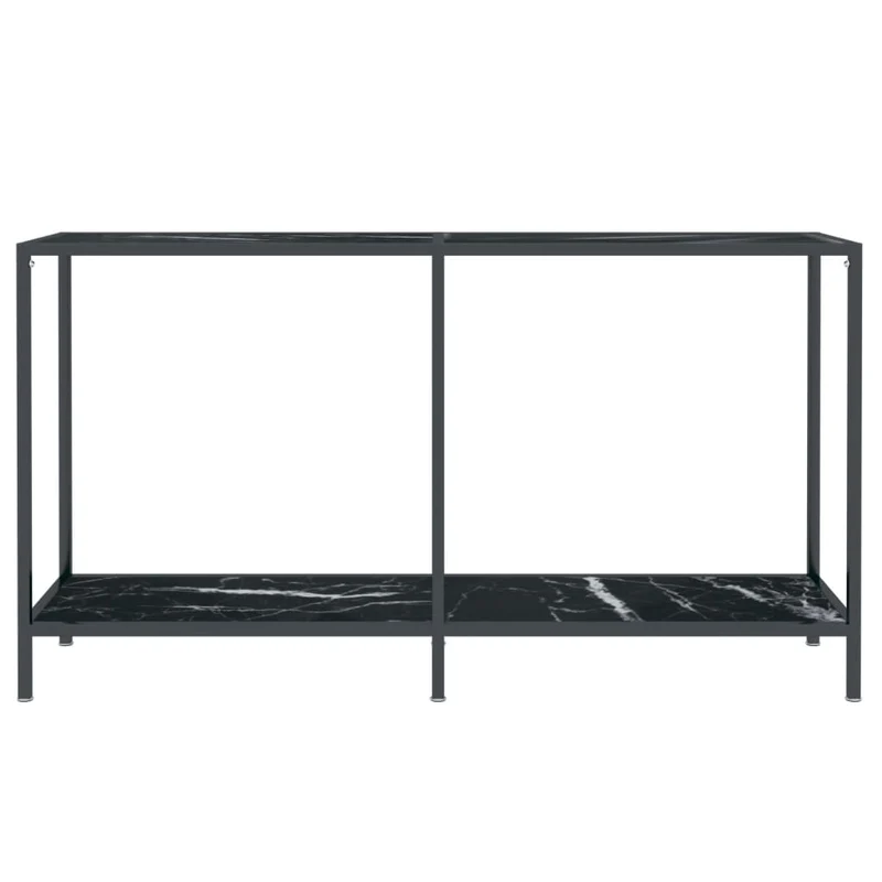 Meuble console d'entrée moderne table d'appoint 140 x 35 x 75,5 cm verre trempé aspect marbre noir et acier DEC032111