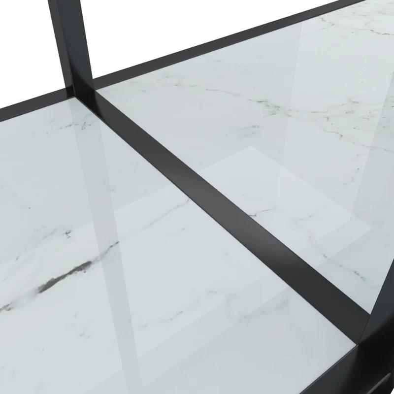 Meuble console d'entrée moderne table d'appoint 180 x 35 x 75,5 cm verre trempé aspect marbre blanc et acier DEC031704