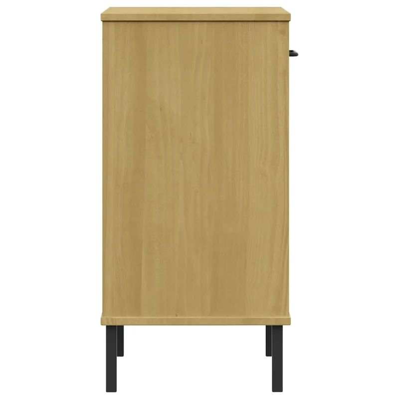 Table d'appoint console pratique avec tiroirs pieds en métalet bois pin marron DEC031372