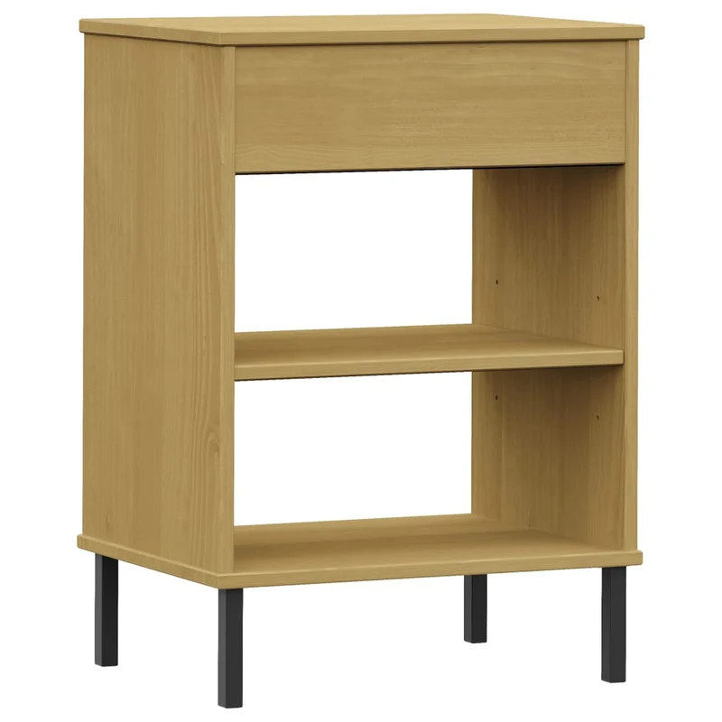 Table d'appoint console pratique avec tiroirs pieds en métalet bois pin marron DEC031372