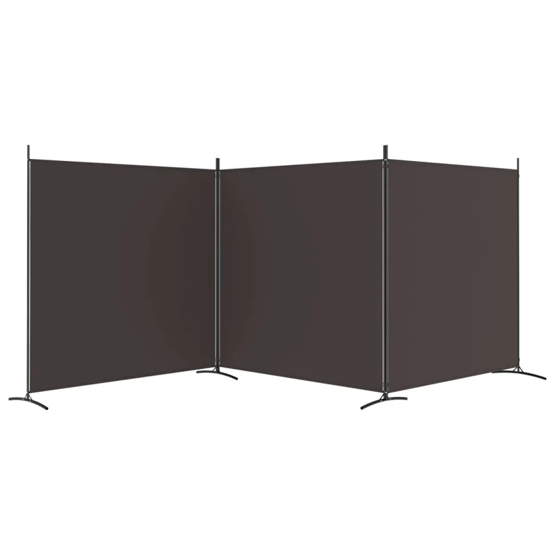 Séparateur de pièce cloison 3 panneaux 525 x 180 cm tissu marron et fer DEC030778