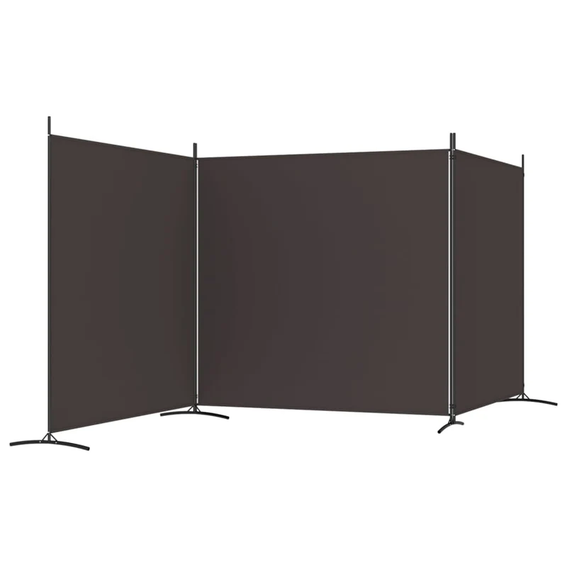Séparateur de pièce cloison 3 panneaux 525 x 180 cm tissu marron et fer DEC030778