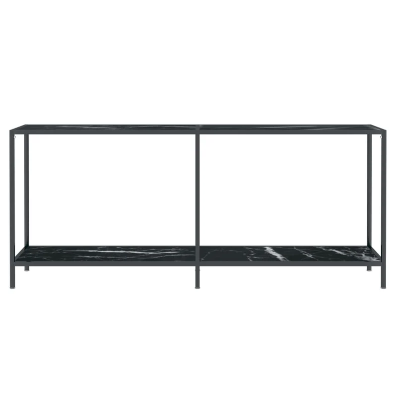 Table d'appoint console pratique pour une entrée organisée 180 x 35 x 75,5 cm verre trempé et acier noir DEC032128