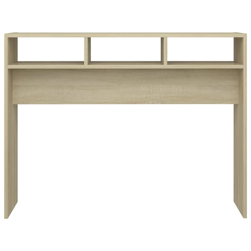 Table d'appoint console pratique avec compartiments de rangement 105 x 30 x 80 cm bois d'ingénierie couleur chêne DEC031928