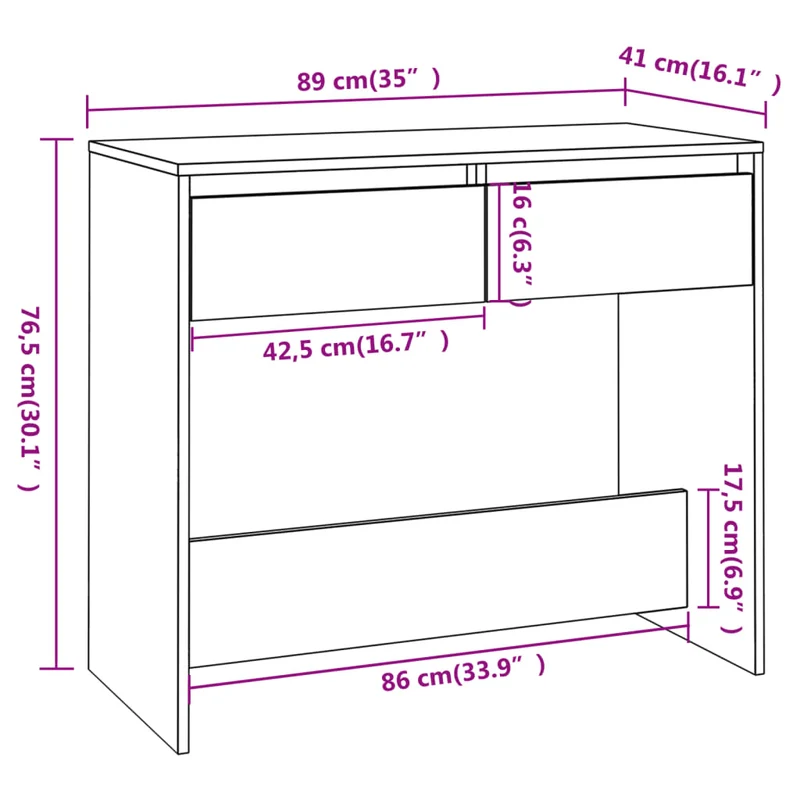 Meuble d'entrée table console design élégant avec tiroirs 89 x 41 x 76,5 cm aggloméré noir DEC032176
