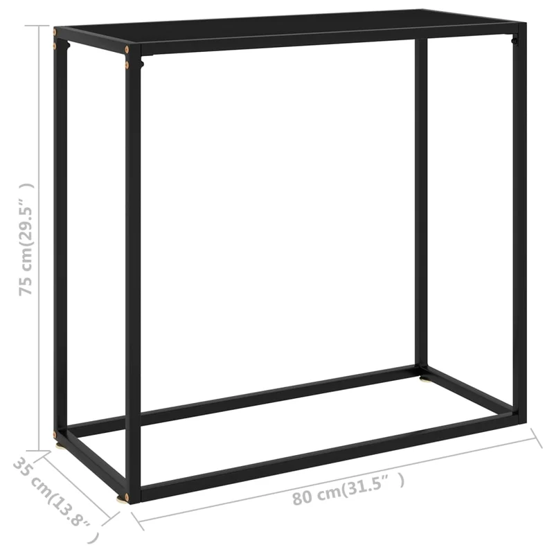Meuble d'entrée table console design élégant 80 x 35 x 75 cm verre trempé et acier DEC032168