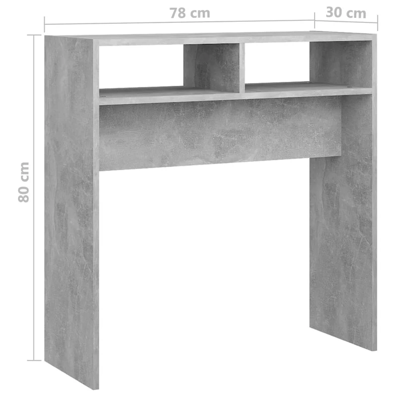 Meuble d'entrée table console design élégant avec compartiments 78 x 30 x 80 cm bois d'ingénierie couleur gris béton DEC032016