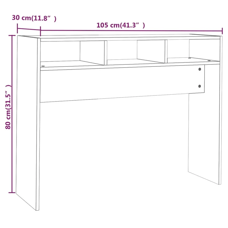 Meuble d'entrée table console design élégant avec compartiments 105 x 30 x 80 cm bois d'ingénierie couleur gris béton DEC032015