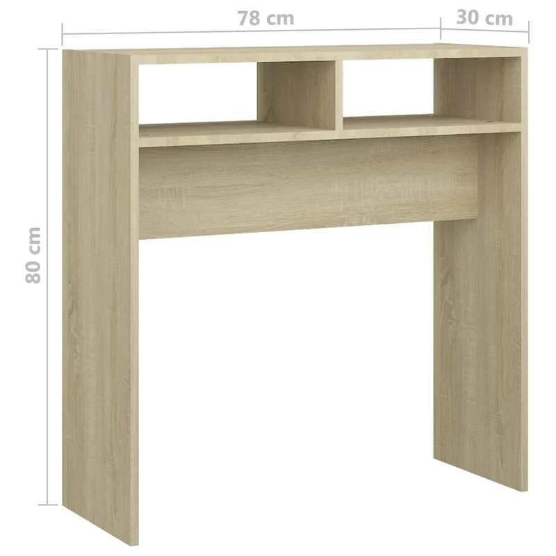 Meuble d'entrée table console design élégant avec compartiments rangement 78 x 30 x 80 cm bois d'ingénierie marron DEC031961