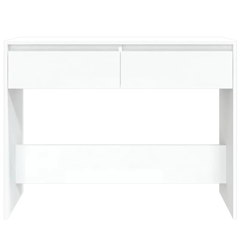 Meuble d'entrée table console design élégant avec tiroirs 100 x 35 x 76,5 cm bois d'ingénierie blanc DEC031680