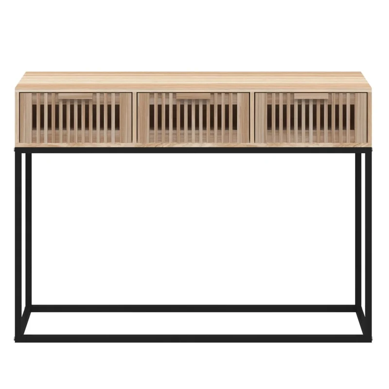 Meuble d'entrée table console design élégant avec tiroirs 105 x 30 x 75 cm bois d'ingénierie marron et fer DEC031501