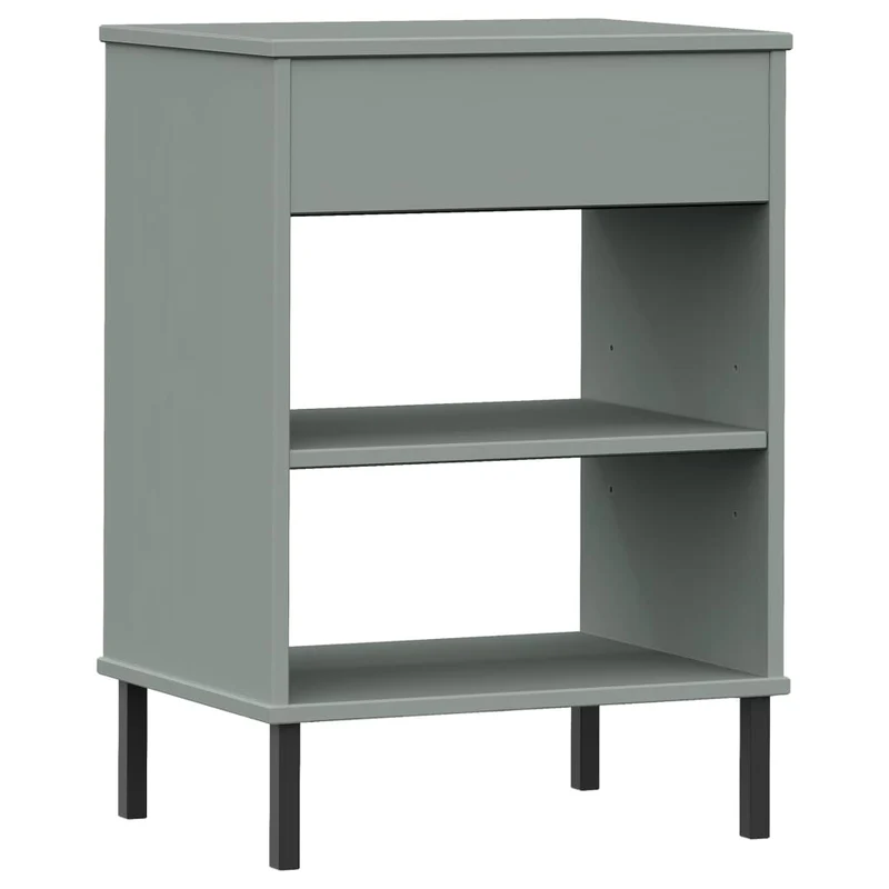 Meuble d'appoint armoire console avec tiroir pieds en métal et bois pin gris DEC031371