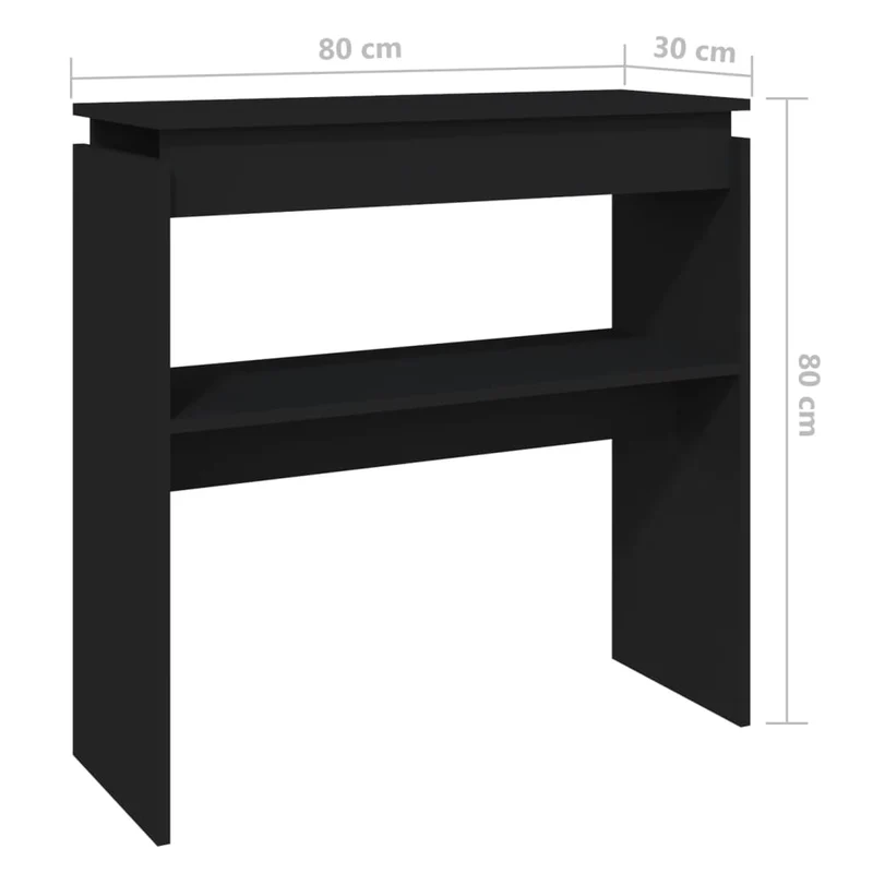 Table console d'entrée fonctionnel et stylé avec étagère 80 x 30 x 80 cm aggloméré noir DEC032166