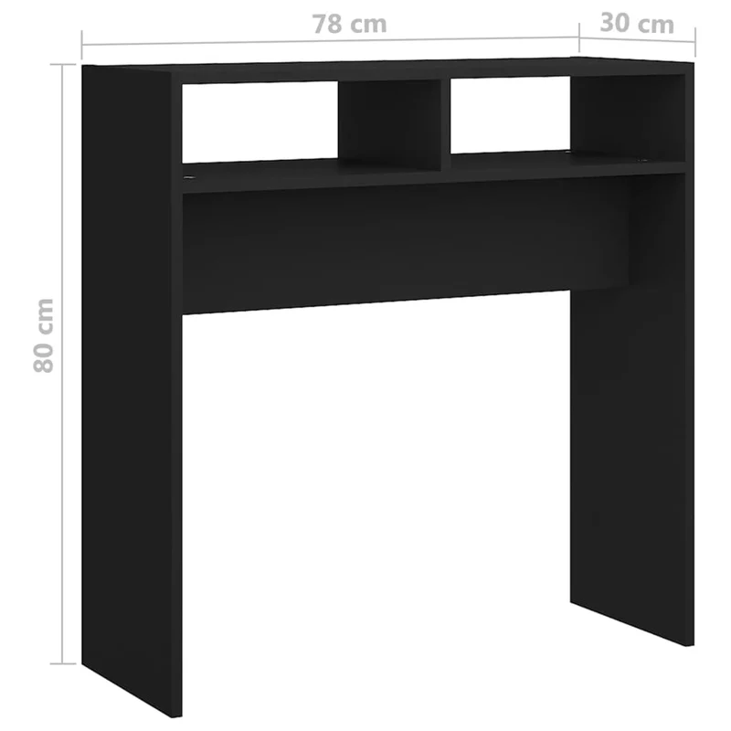 Table console d'entrée pratique table d'appoint 78 x 30 x 80 cm bois d'ingénierie noir DEC032162