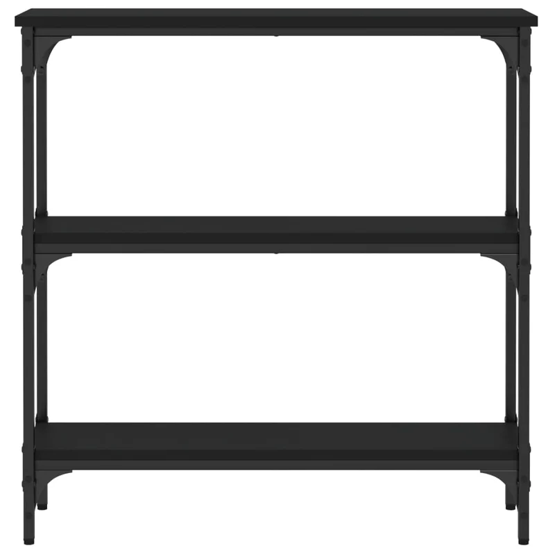 Table console d'entrée pratique table d'appoint avec étagères 75 x 22,5 x 75 cm bois d'ingénierie noir et métal DEC032146