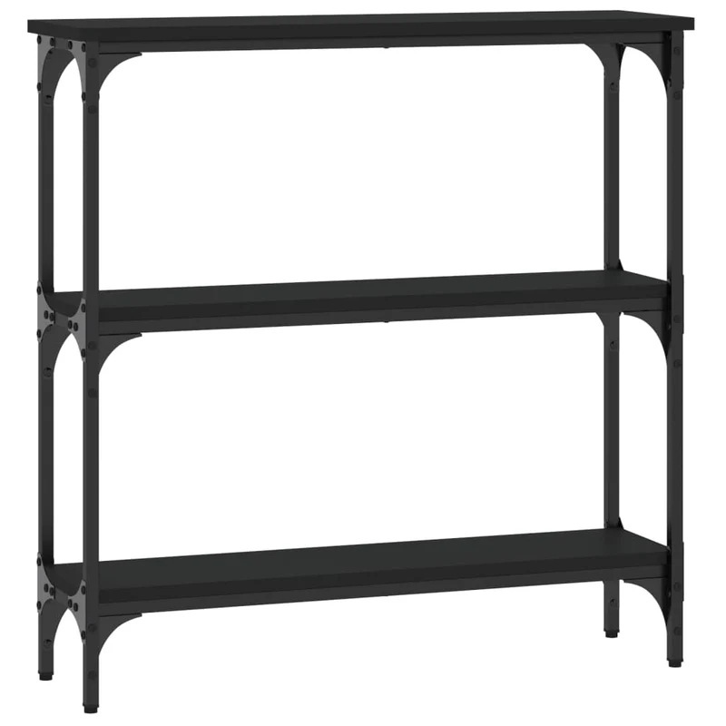 Table console d'entrée pratique table d'appoint avec étagères 75 x 22,5 x 75 cm bois d'ingénierie noir et métal DEC032146