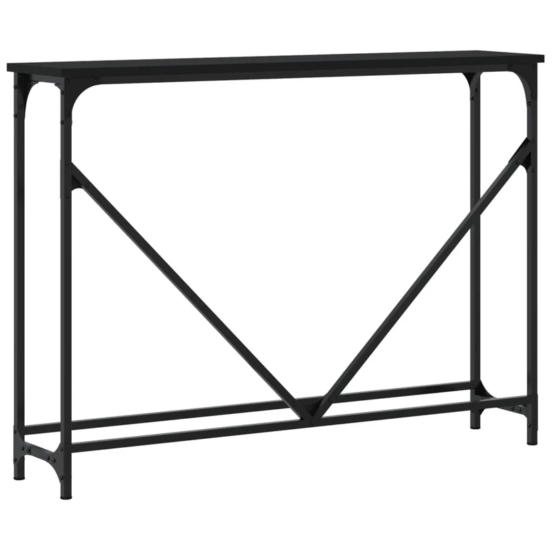 Table console fonctionnel et stylé 102 x 22,5 x 75 cm bois d'ingénierie noir et méta DEC032089