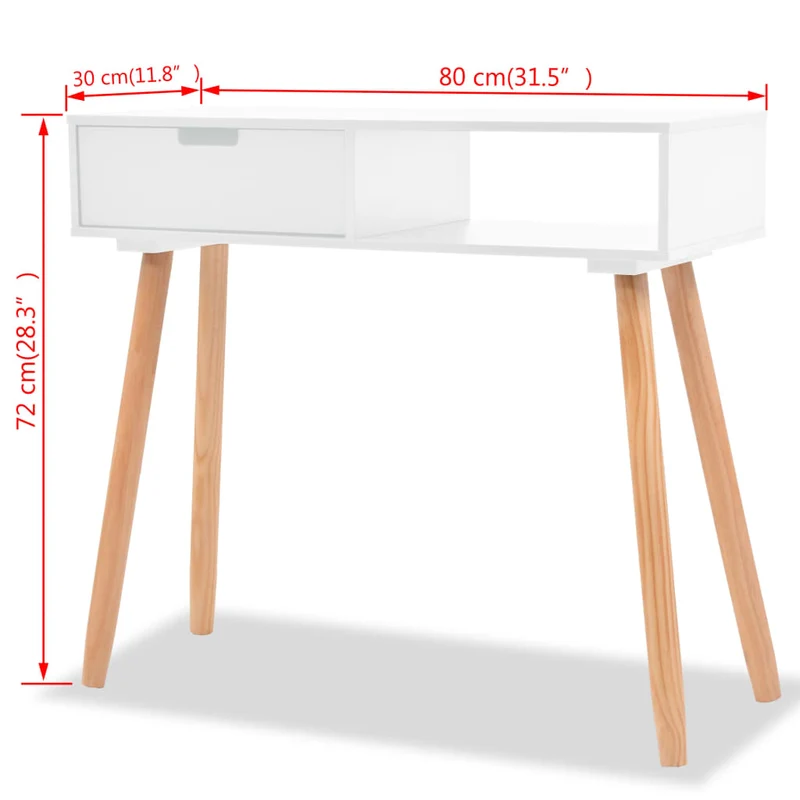 Table console d'entrée fonctionnel et stylé avec tiroirs 80 x 30 x 72 cm MDF blanc DEC031736