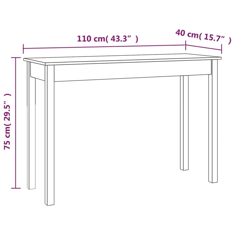 Table console meuble d'entrée 110 x 40 x 75 cm bois massif de pin DEC031527