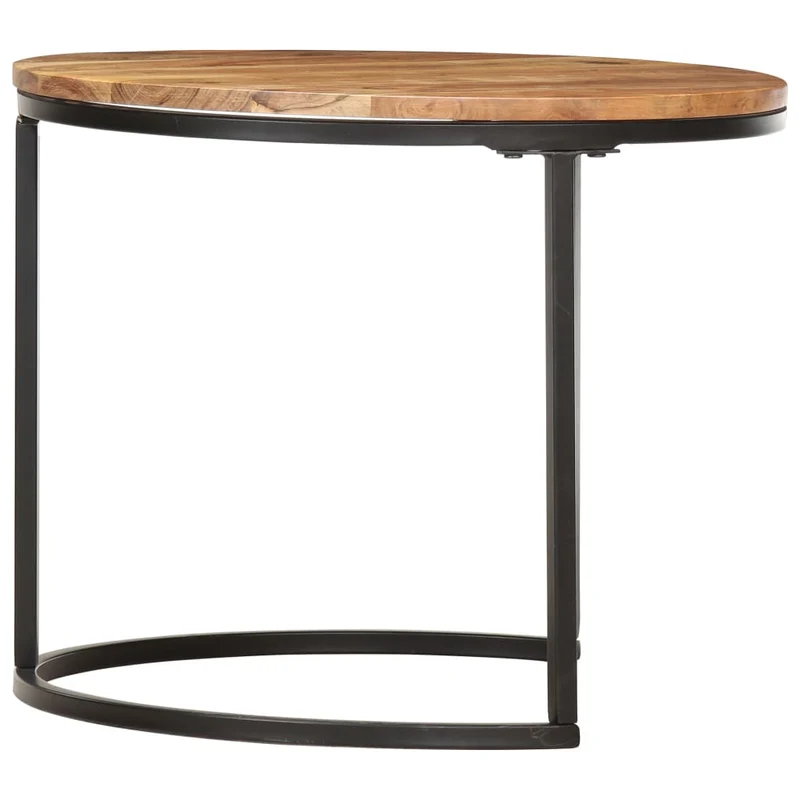 Ensemble de deux tables basse tables d'appoint gigognes en bois d'acacia et fer DEC031318