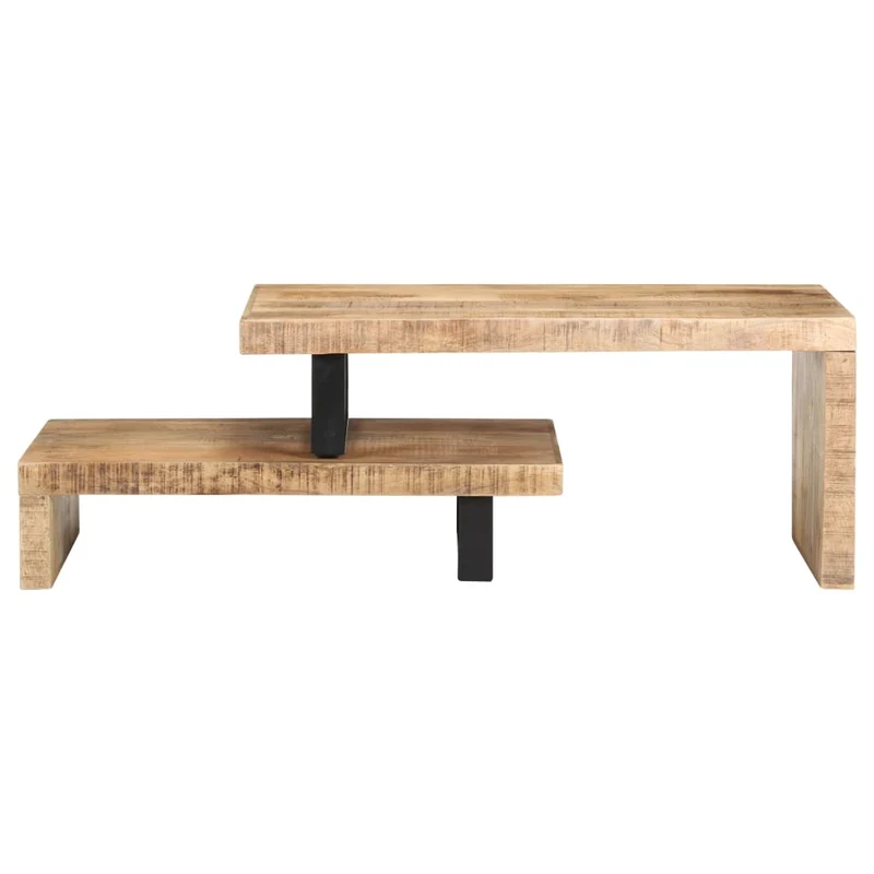 Ensemble de deux table basse en bois de manguier et fer DEC031238