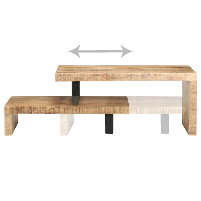 Ensemble de deux table basse en bois de manguier et fer DEC031238