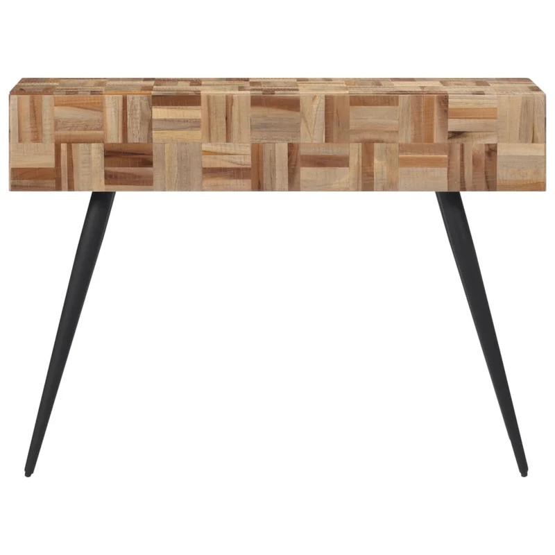 Meuble console d'entrée moderne 110 x 34 x 80 cm teck de récupération massif et fer DEC031517