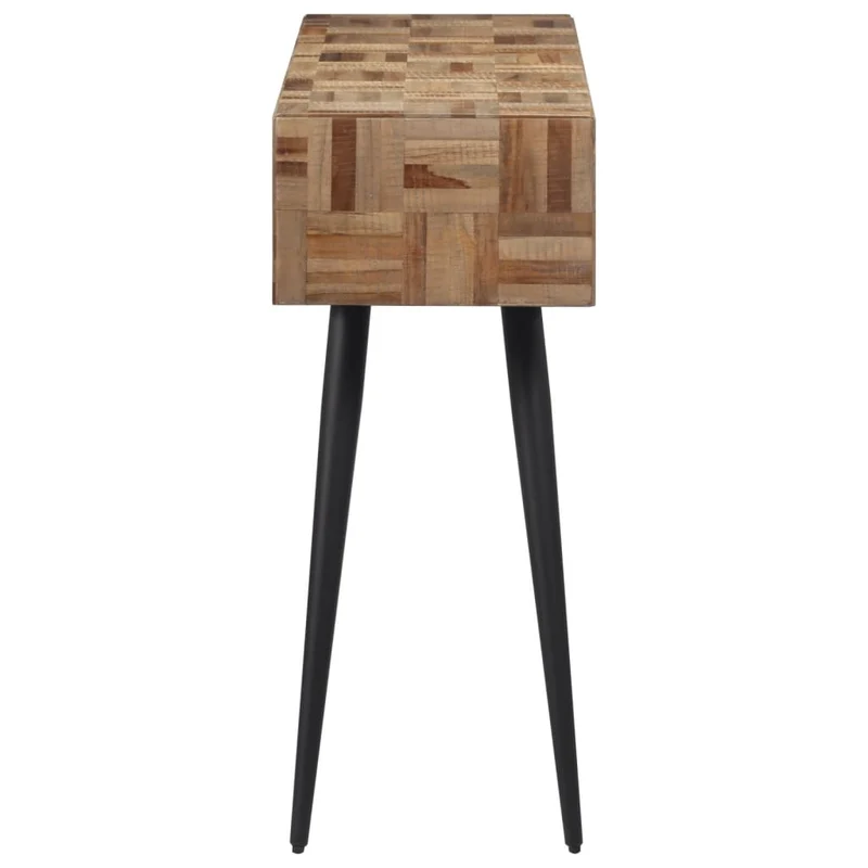 Meuble console d'entrée moderne 110 x 34 x 80 cm teck de récupération massif et fer DEC031517