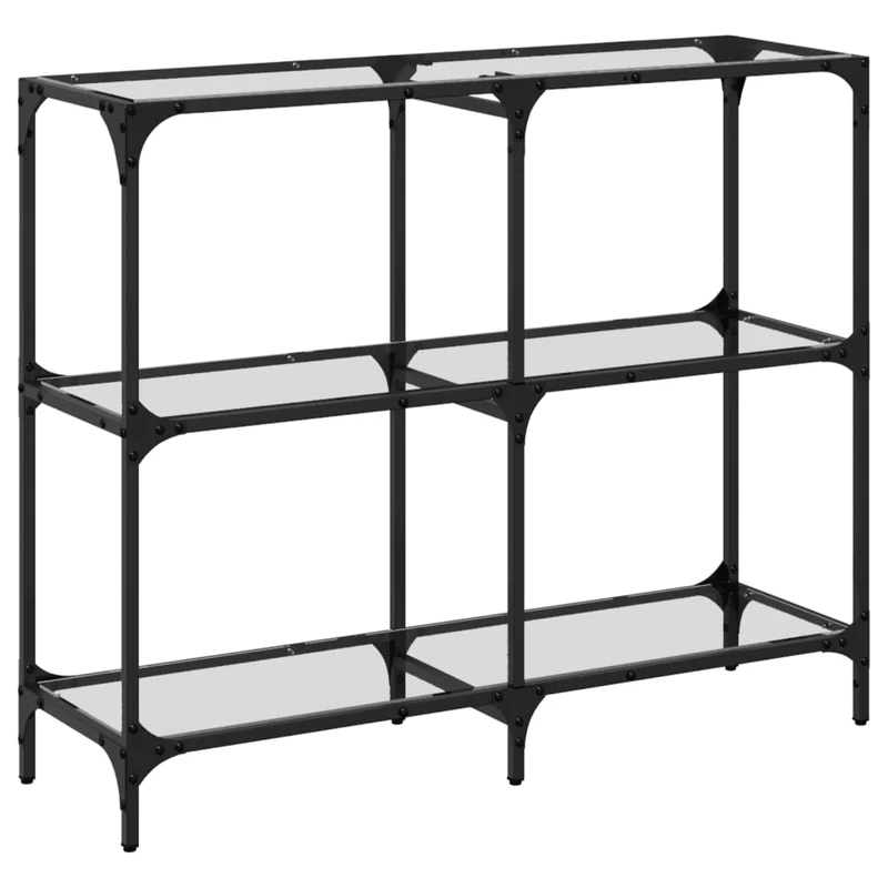 Table d'appoint d'entrée console avec dessus en verre transparent et acier 98 x 30 x 81cm DEC031354