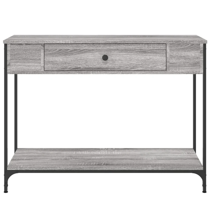 Meuble console d'entrée moderne table d'appoint avec tiroirs 100 x 34,5 x 75 cm bois d'ingénierie gris et métal DEC032196