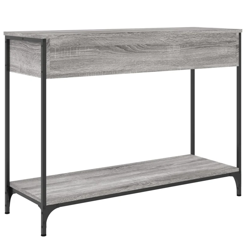 Meuble console d'entrée moderne table d'appoint avec tiroirs 100 x 34,5 x 75 cm bois d'ingénierie gris et métal DEC032196