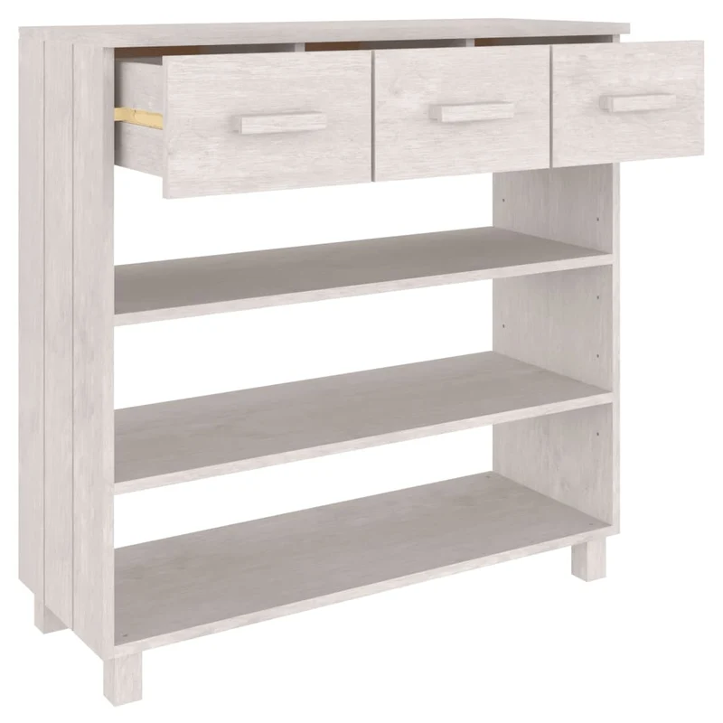 Meuble console d'entrée moderne table d'appoint avec tiroirs 90 x 35 x 90 cm bois massif de pin blanc DEC032020