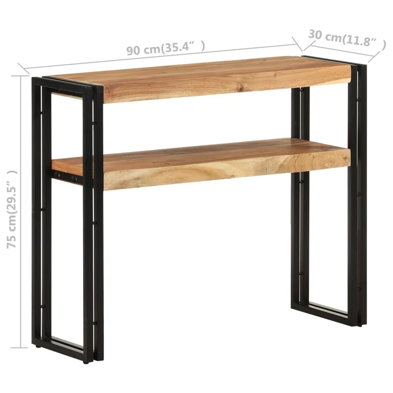 Meuble console d'entrée moderne table d'appoint 90 x 30 x 75 cm bois d'acacia et fer DEC031584
