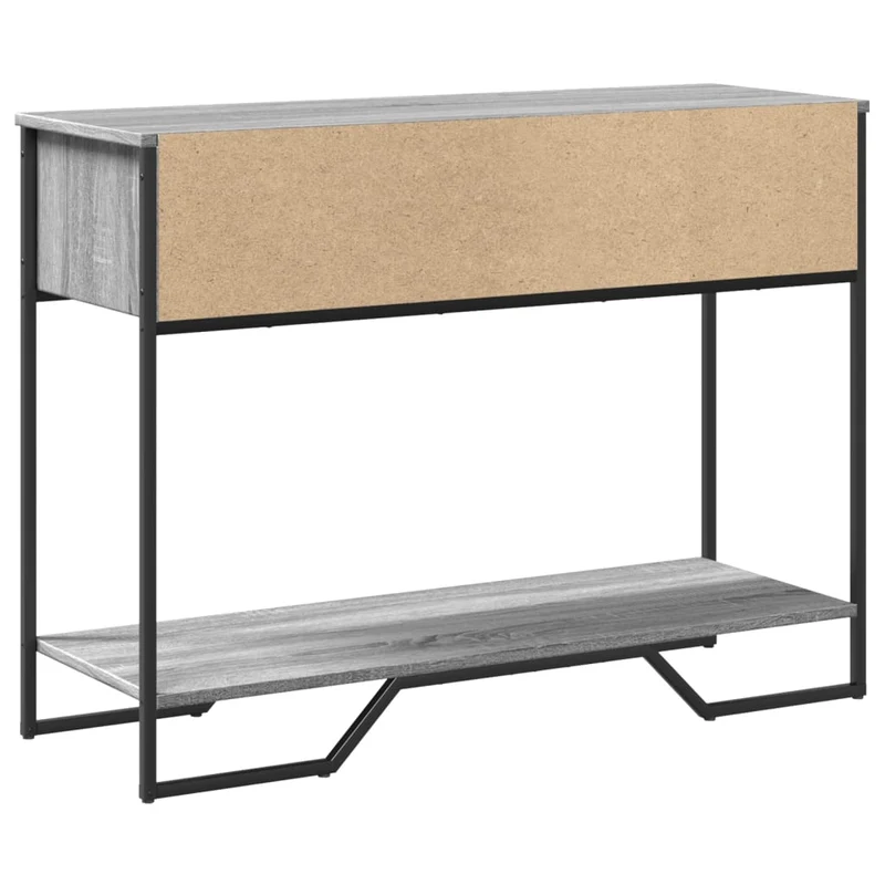 Table d'appoint console pratique avec compartiment de rangement 100 x 35 x 74,5 cm bois d'ingénierie gris et métal DEC032202