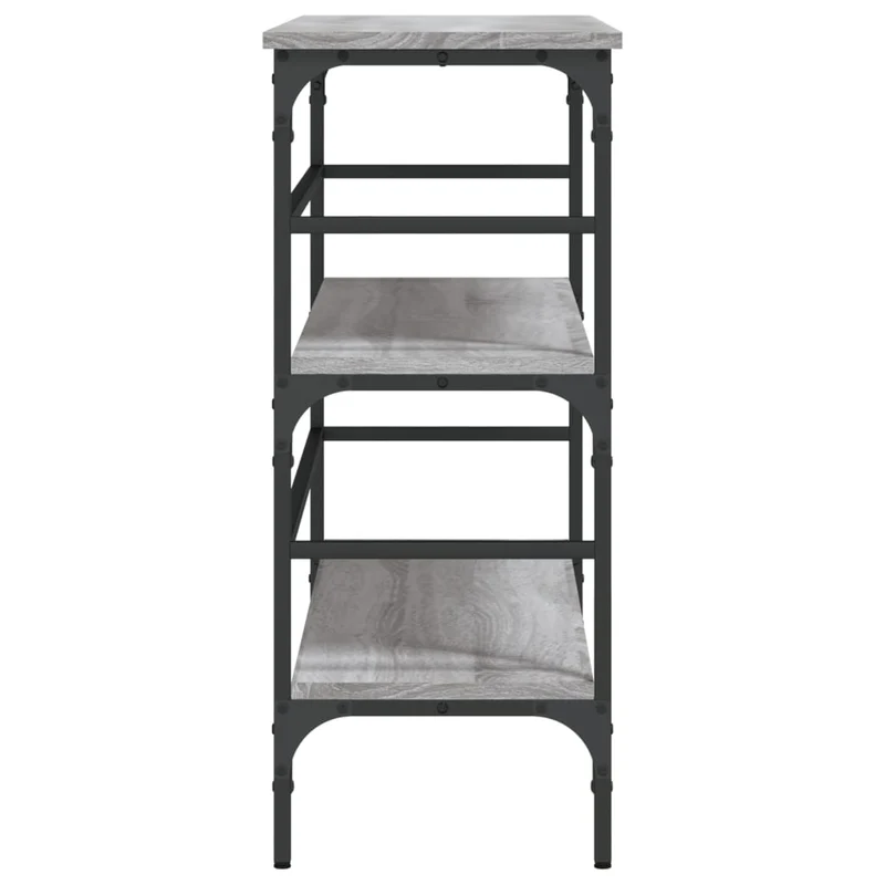 Table d'appoint console pratique avec étagères de rangement 100 x 32 x 75 cm bois d'ingénierie gris et métal DEC032195