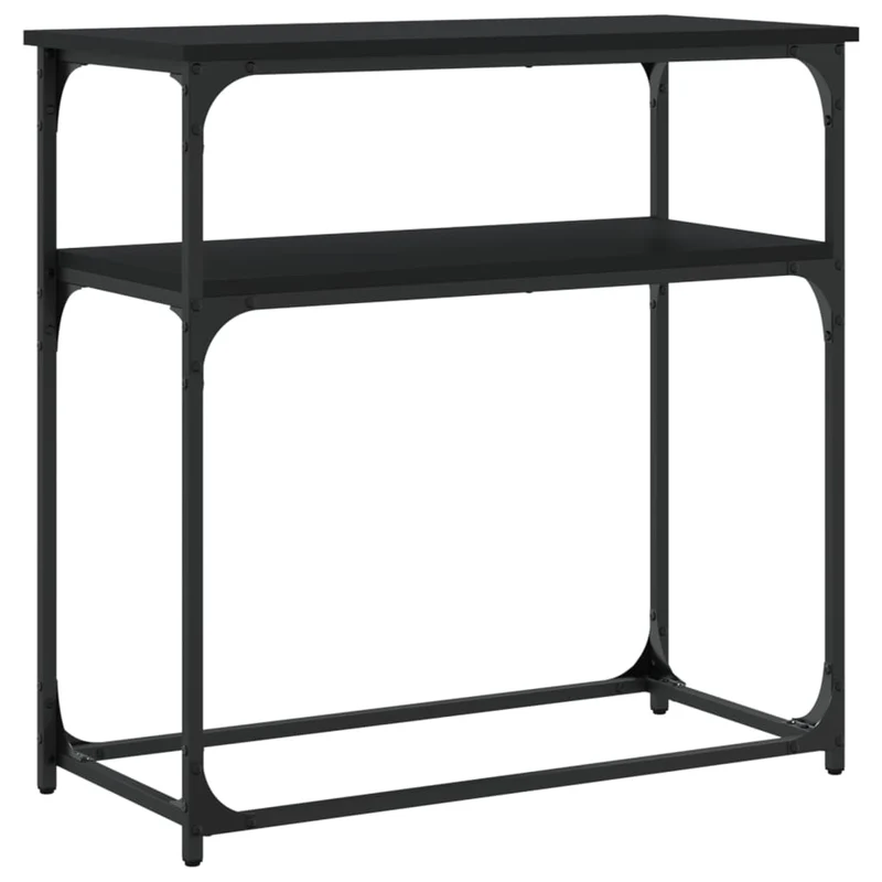 Table d'appoint console pratique avec étagères de rangement 75 x 35,5 x 75 cm bois d'ingénierie et métal noir DEC032158