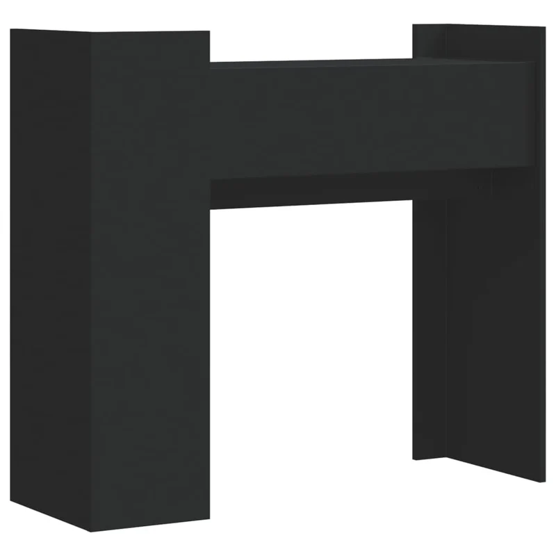 Table d'appoint console pratique avec compartiment de rangement 100 x 35 x 90 cm bois d'ingénierie noir DEC032084