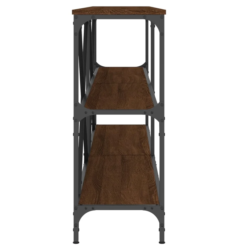 Table d'appoint console pratique avec étagères de rangement 180 x 30 x 75 bois d'ingénierie marron et fer DEC031869