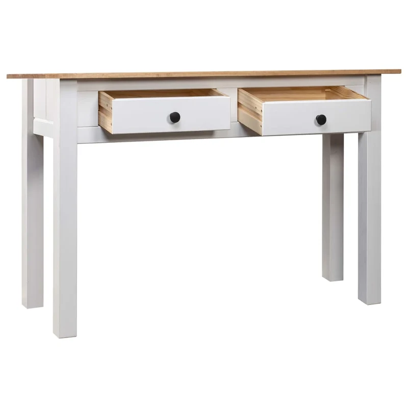 Table console meuble de bureau avec tiroirs 110 x 40 x 72 cm en bois de pin blanc DEC031691
